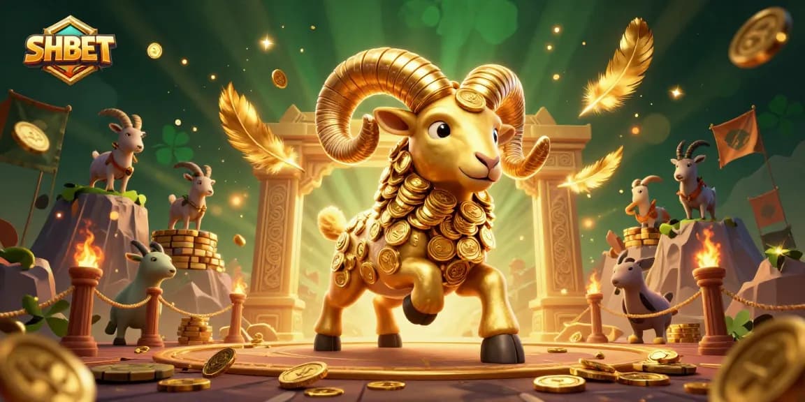 Engage in thrilling action at SHBET's vibrant gaming arena featuring golden symbols and lively characters.