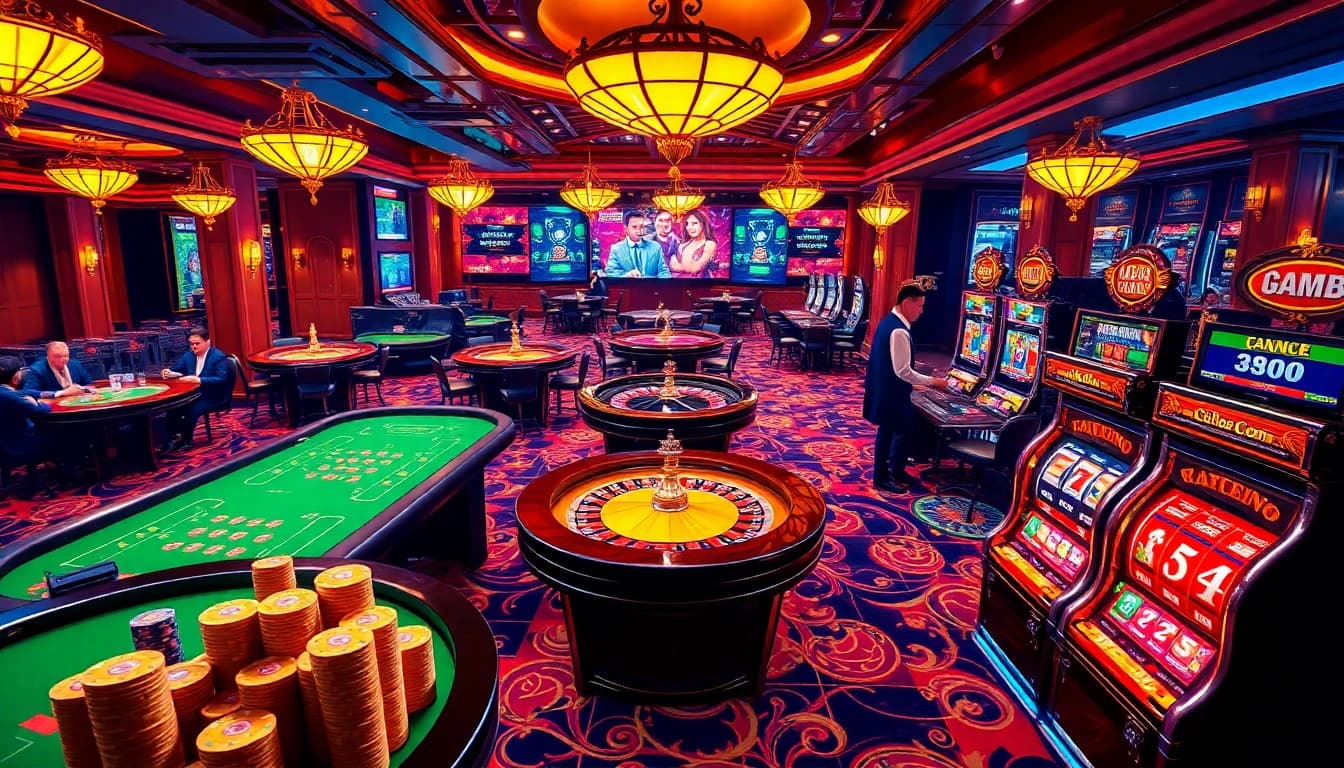Experience high-stakes gaming action at https://bem88.com featuring stunning casino tables and vibrant slot machines.
