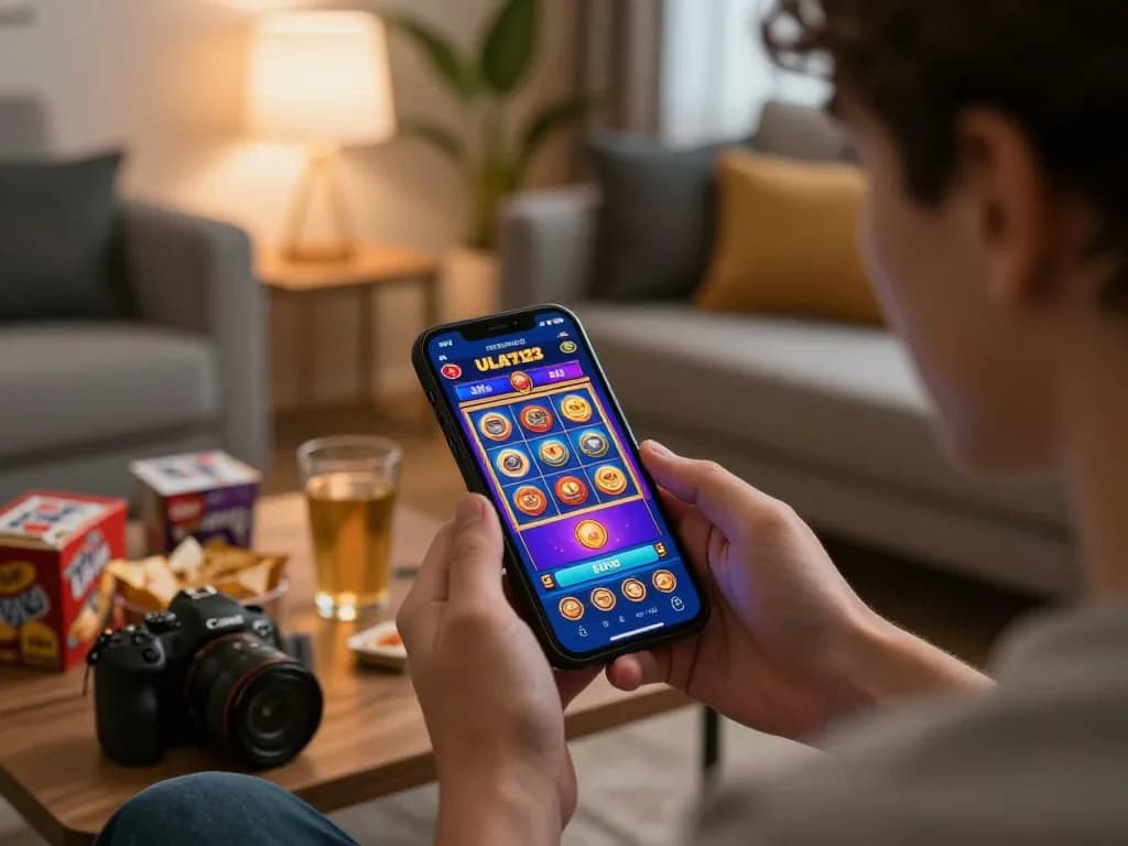 Terlibat dalam permainan menarik dengan Ulat123 menggunakan smartphone untuk aksi kasino mobile.