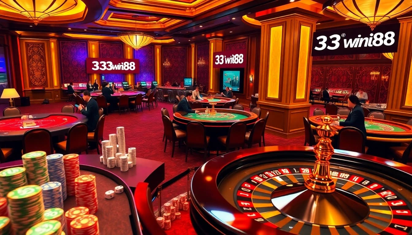 Experience thrilling gaming at 33win68 with vibrant casino tables and engaged players.