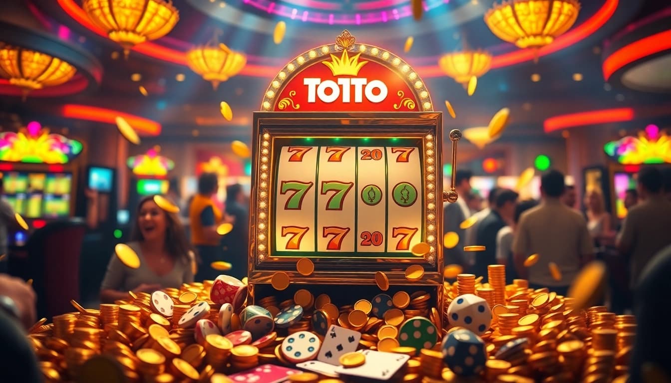 Pemain menang di mesin slot toto yang mendebarkan di suasana kasino mewah