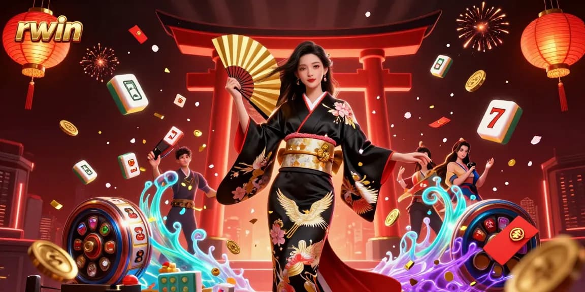 Experience thrilling rwin casino adventures with stunning art, golden mahjong, and slot reels.