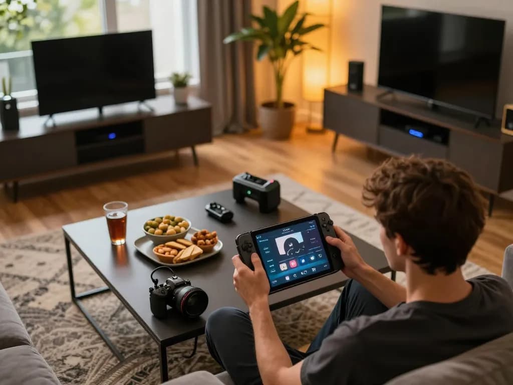 Engage in exciting gameplay using the CK444 app on a tablet in a cozy home environment
