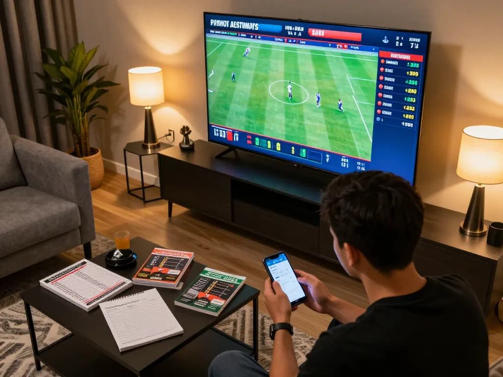 Bongdalu user placing football bets with mobile app in a trendy sports betting environment