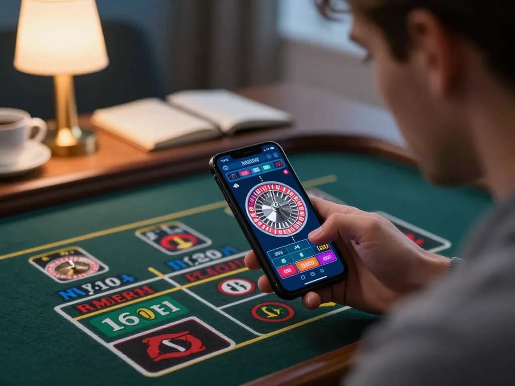 Keluaran togel hongkong singapore disorot dalam permainan roulette dealer live di smartphone seorang pemain.