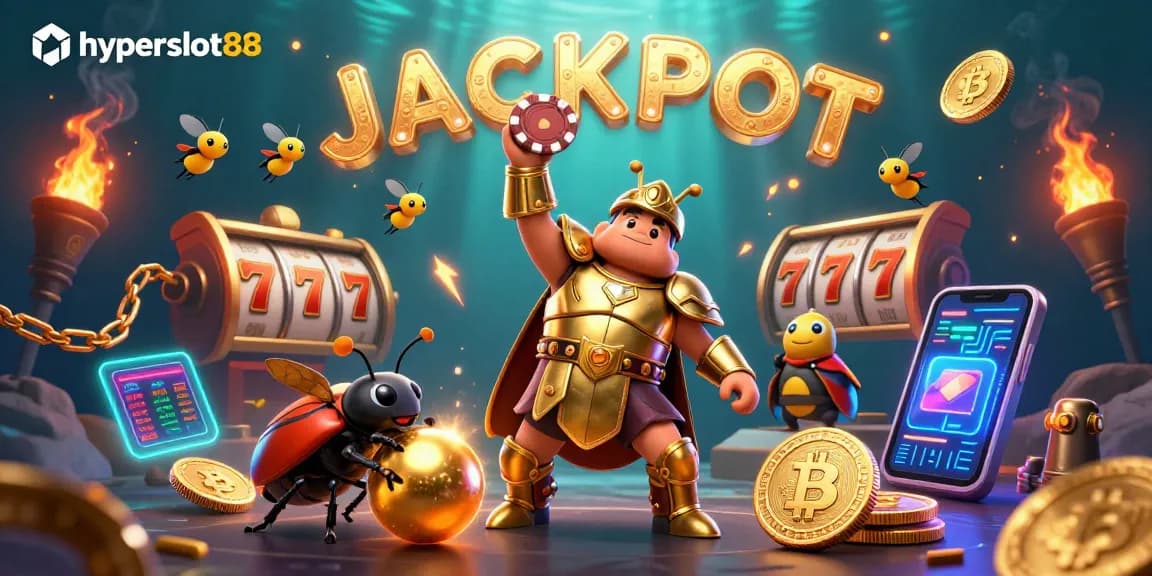 Engage with hyperslot88's thrilling jackpot action featuring lively 3D characters in vibrant casino setting.