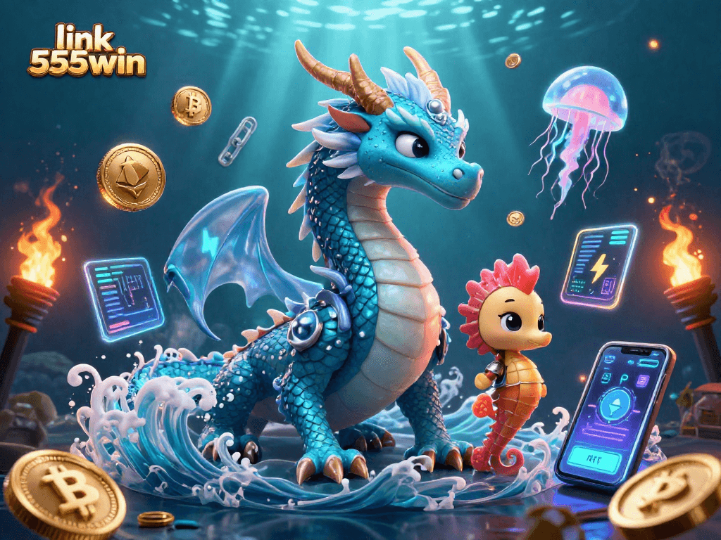 Experience the thrill of gaming with link 555win, featuring a vibrant underwater casino scene.