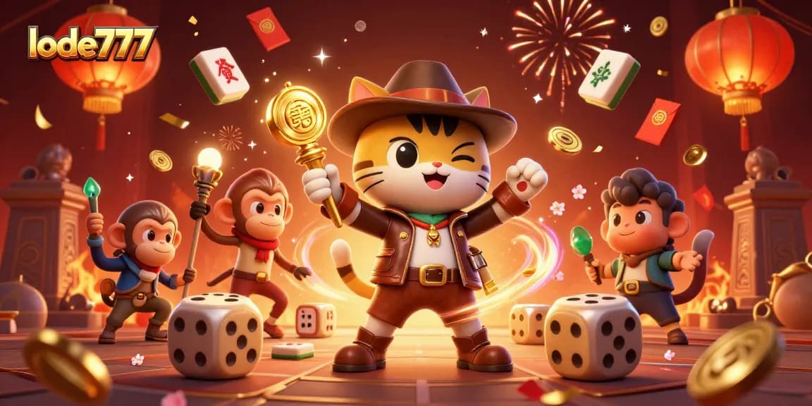 Explore thrilling Lode777 casino adventures with captivating characters and festive gambling elements.