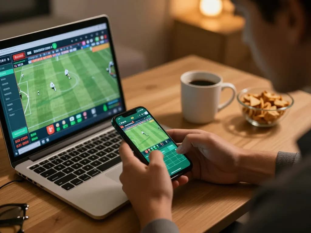 Engaging moment of placing bets on sports with LIGALGO Daftar app, showcasing mobile gaming excitement