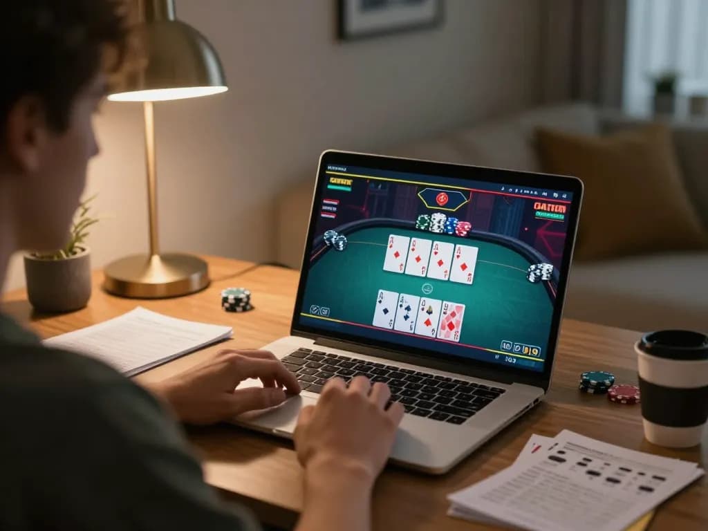 Engaging online poker gameplay on https://dola88vn.com/ with player focused on live dealer interface.
