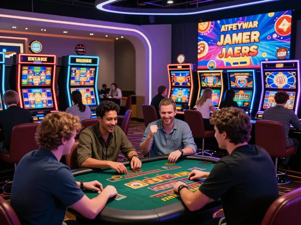 Engaged players at https://luckywin.free/ enjoying thrilling online casino games in a lively atmosphere.