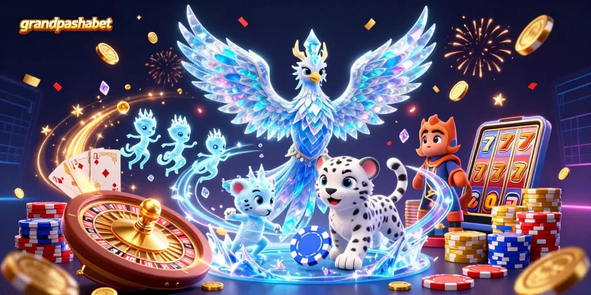Experience the thrill of grandpashabet with a dynamic 3D casino scene filled with vibrant characters and sparkling elements.