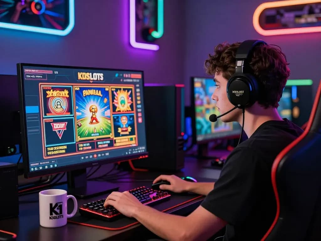Player engaged in KDSLOT online gaming with vibrant setup and immersive atmosphere.