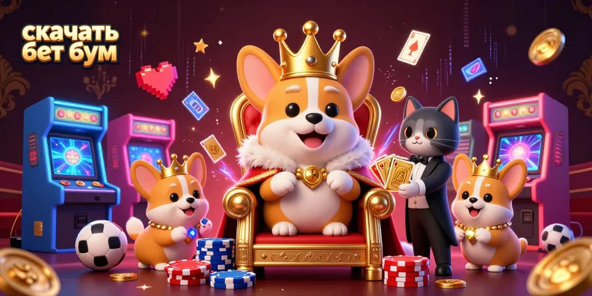 Place bets and win with скачать бет бум - vibrant sports betting illustration depicting corgis and games.