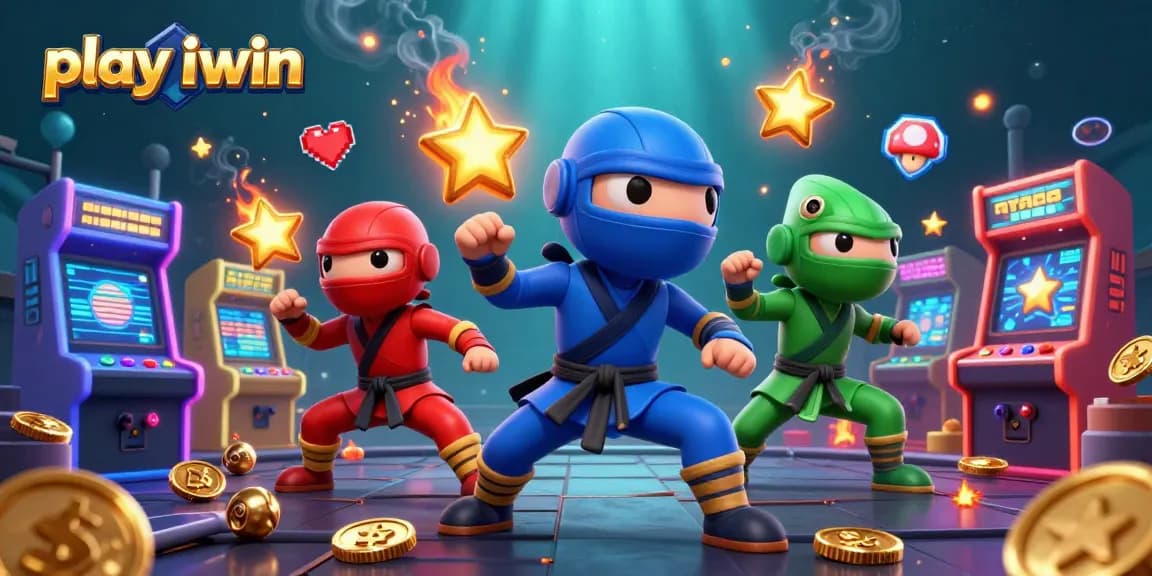 Engage to play iwin today with vibrant 3D cartoon chameleons, arcade game elements, and casino themes.