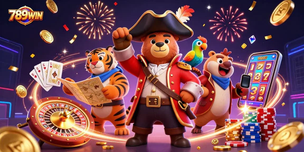 Join the thrilling action at 789WIN with dynamic casino elements and colorful characters.
