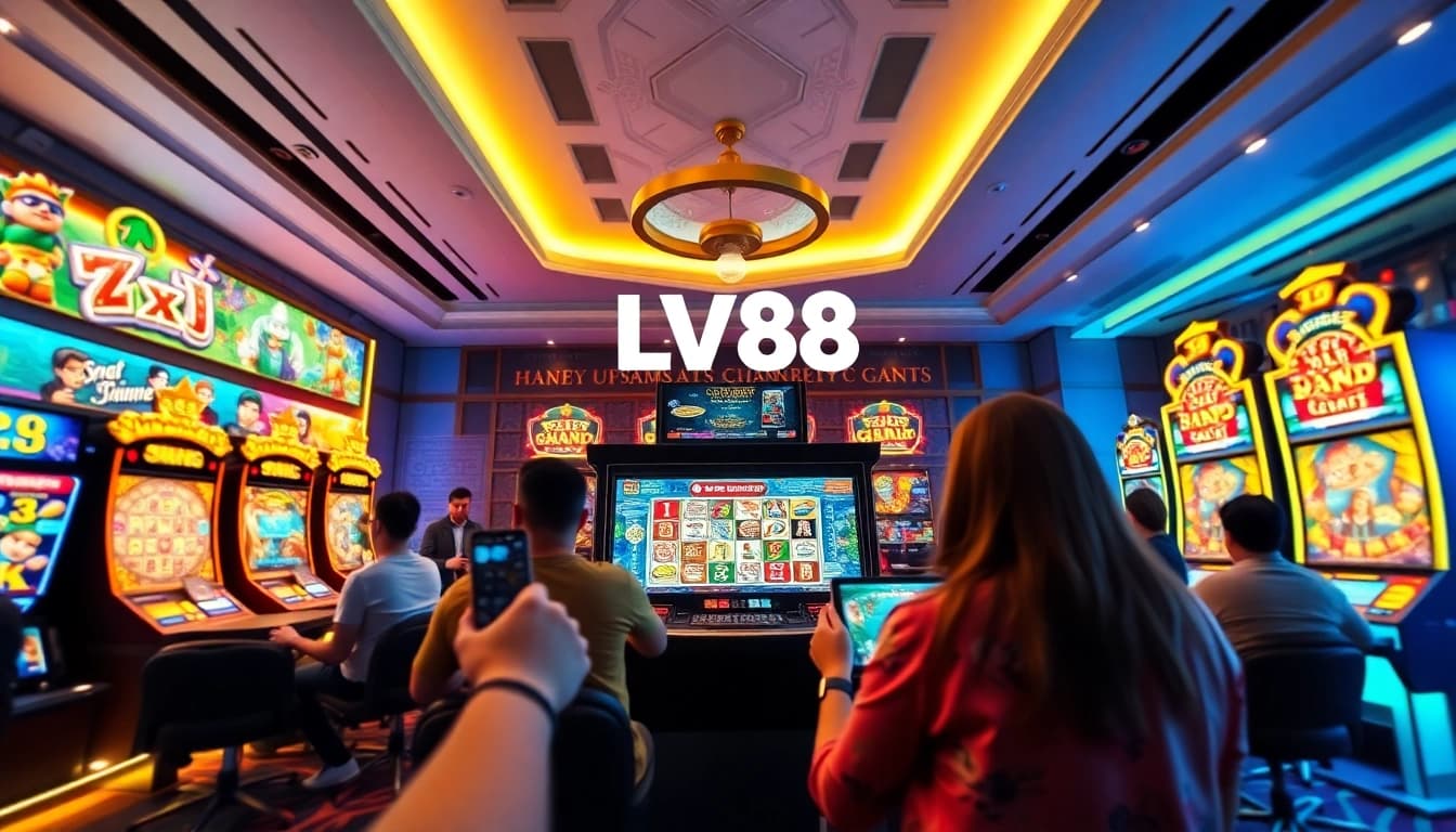 Players enjoying LV88 online casino games in a vivid gaming environment.