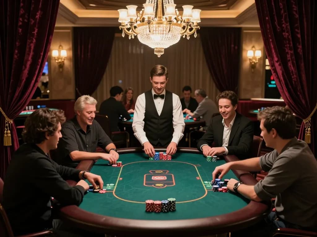 Experienced players engaging in a competitive poker game at RR88 casino.