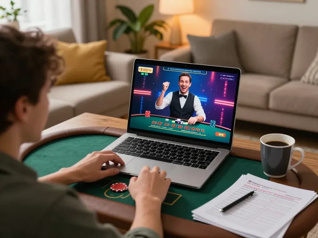 Experience the excitement of hi88 online gaming with a player enjoying a live dealer game.