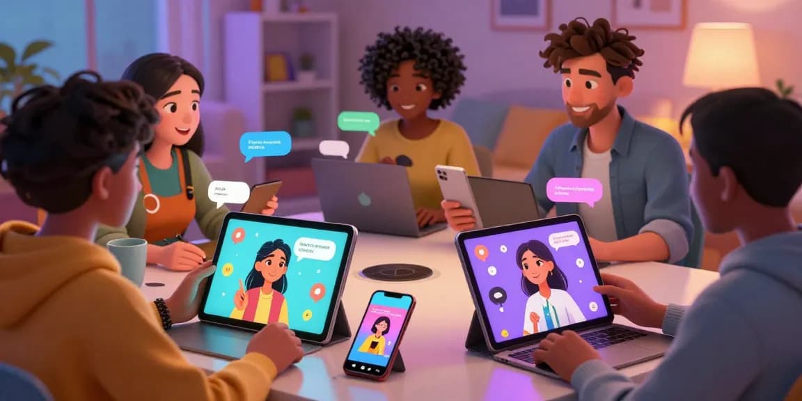 Engaging NSFW chat atmosphere with animated characters and vibrant chat bubbles.