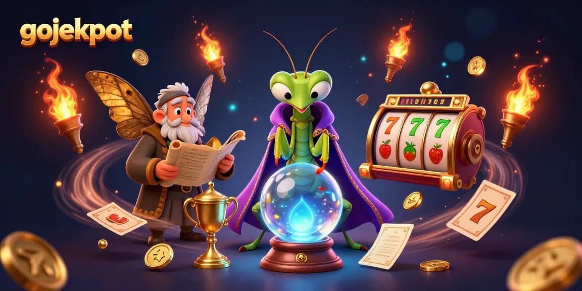 Engage with gojekpot and win big with a vibrant 3D casino-themed illustration showcasing dynamic slot games.