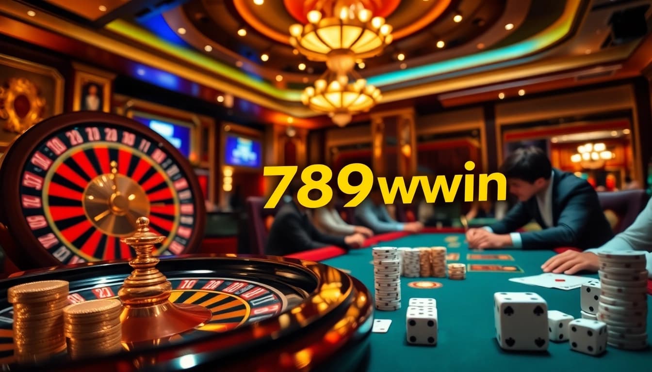 Players engage at the vibrant 789win casino table, showcasing excitement in gambling.