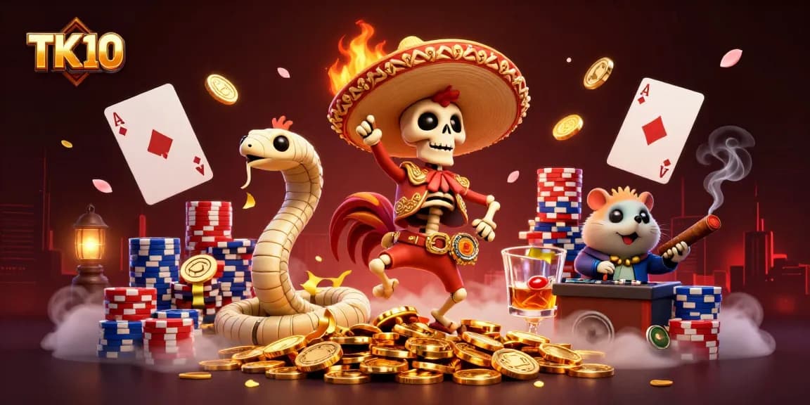 Enjoy exhilarating prizes with TK10's vibrant casino-style gaming featuring dynamic characters and rich visuals.