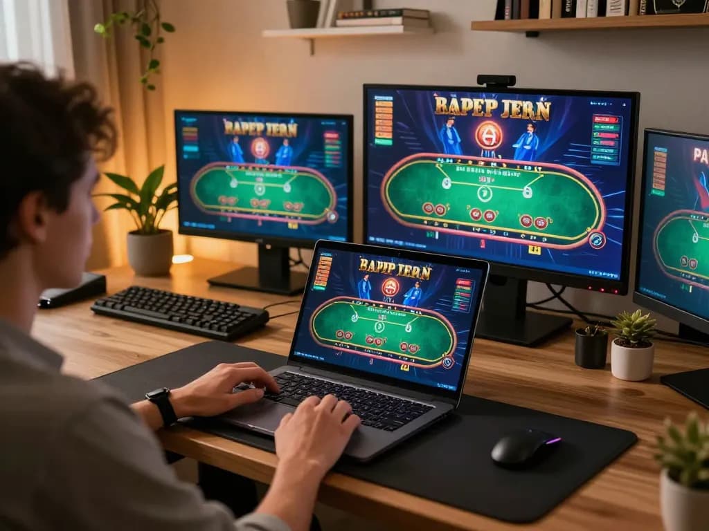 Engaging in strategic gameplay on 78win while enjoying a cozy home gaming setup.
