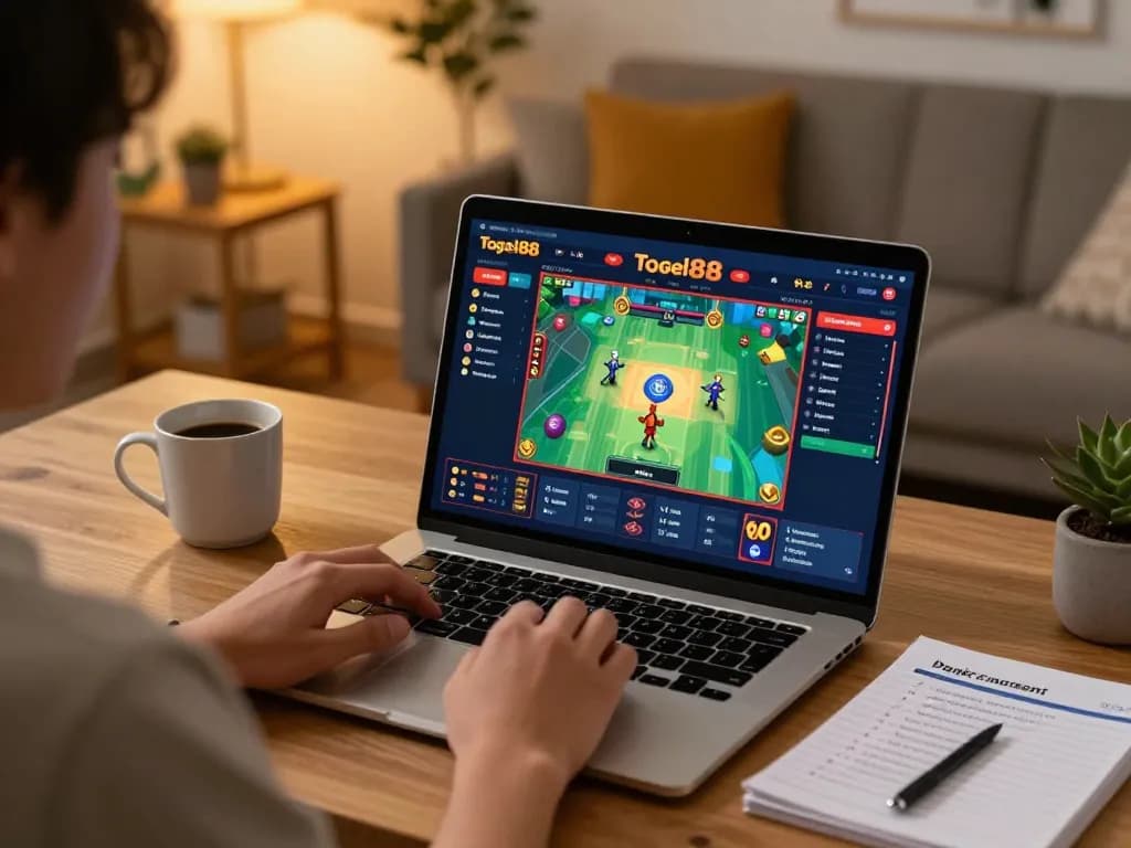 Togel88 Login Link Alternatif accessed while enjoying online gaming at home, highlighting a strategic approach.