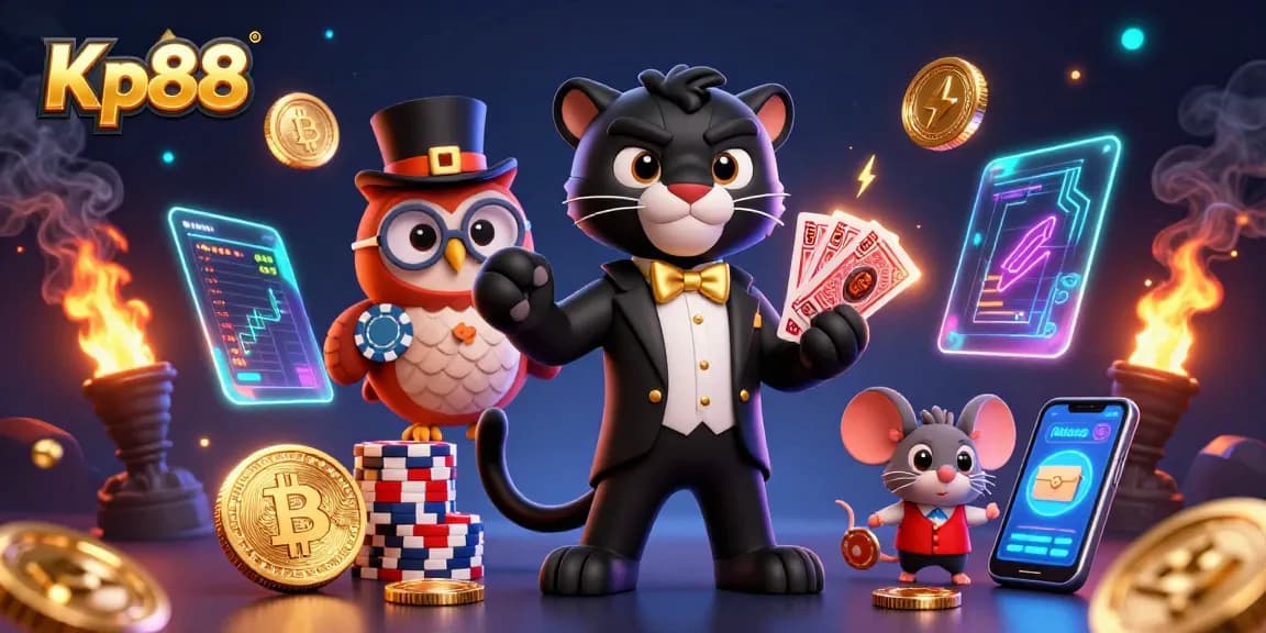 Kp88 features stylish characters from a vibrant casino scene, enriching the gambling experience with excitement and strategy.