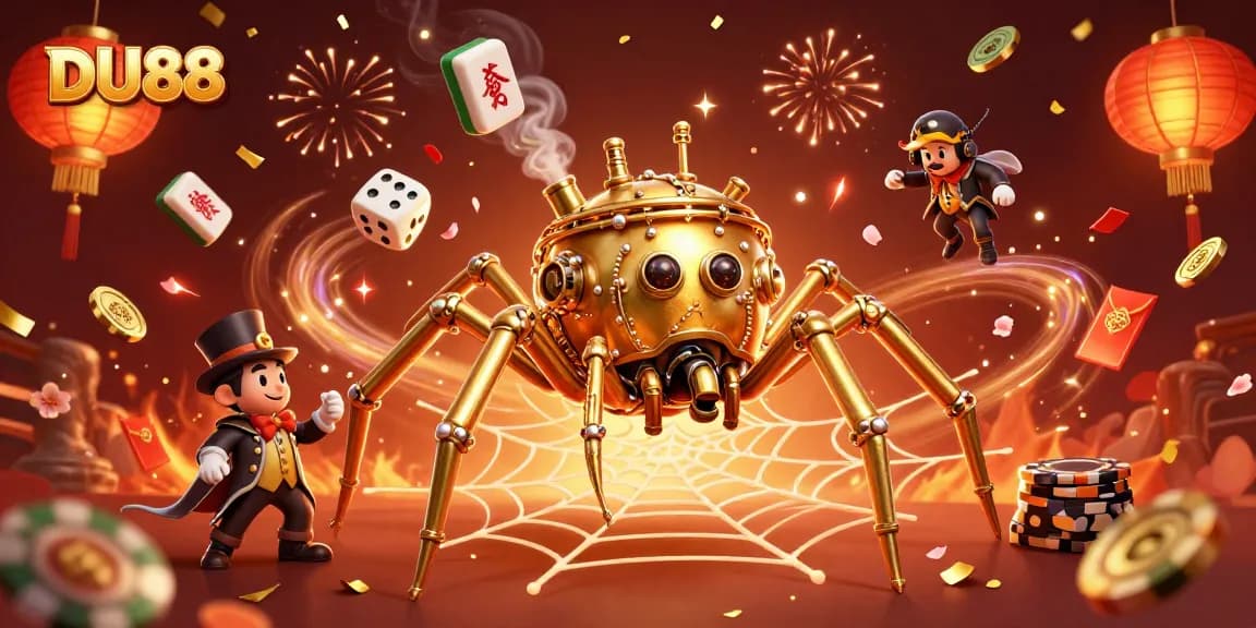 Experience DU88's thrilling casino adventure with a steampunk spider and dynamic gaming elements.