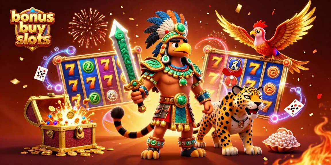 Experience thrilling bonus buy slots featuring vibrant reels, jackpots, and Aztec warriors!