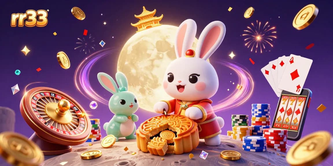 Experience exciting gameplay with rr33, featuring a vibrant casino scene with moon rabbits and poker chips.
