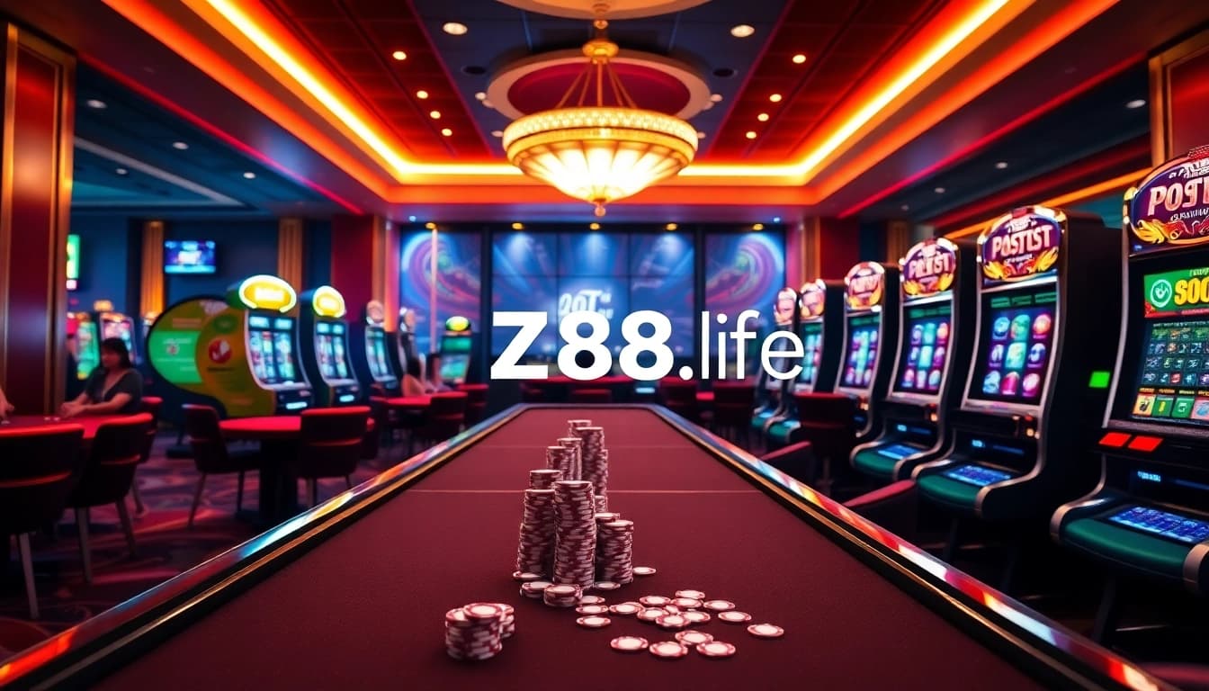 Experience thrilling gameplay at hz88.life with immersive casino scenes and vibrant gaming elements.