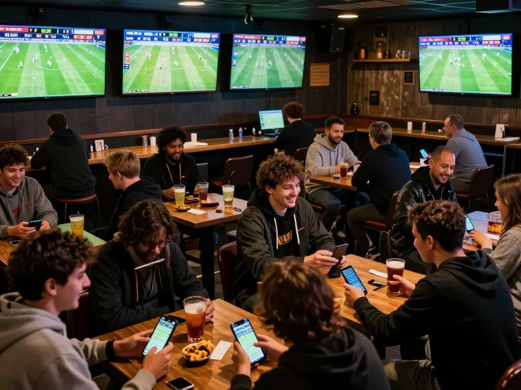 Exciting sports betting scene highlighting kèo nhà cái hôm nay with patrons actively placing bets and enjoying games.