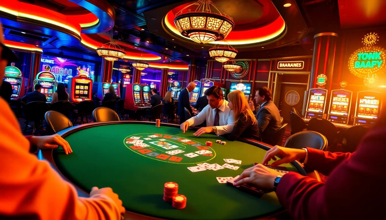 Casino spielen am Poker Tisch mit Spielern und lebendiger Atmosphäre.
