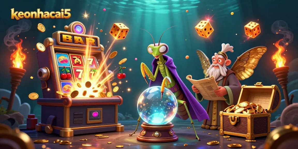 Spin the reels and win big with keonhacai5’s slot game extravaganza featuring vibrant characters.