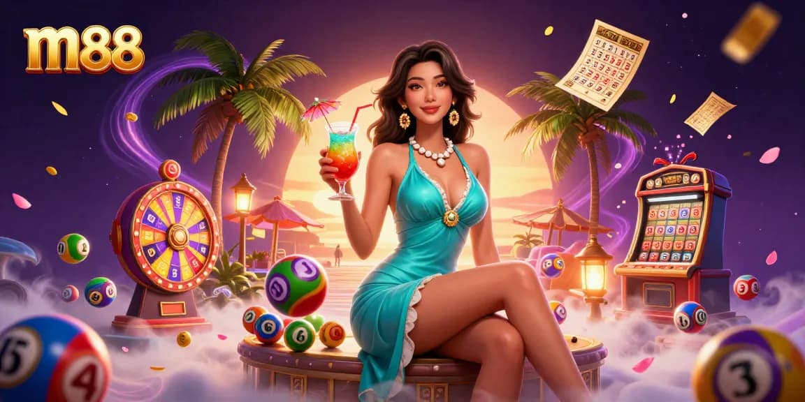 Engage with m88's vibrant lottery scene featuring stunning visual elements and dynamic gambling action.
