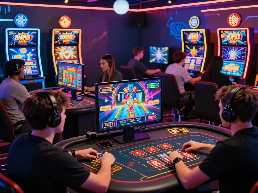 Players enjoying a vibrant sun win gaming experience in a colorful virtual casino setting.
