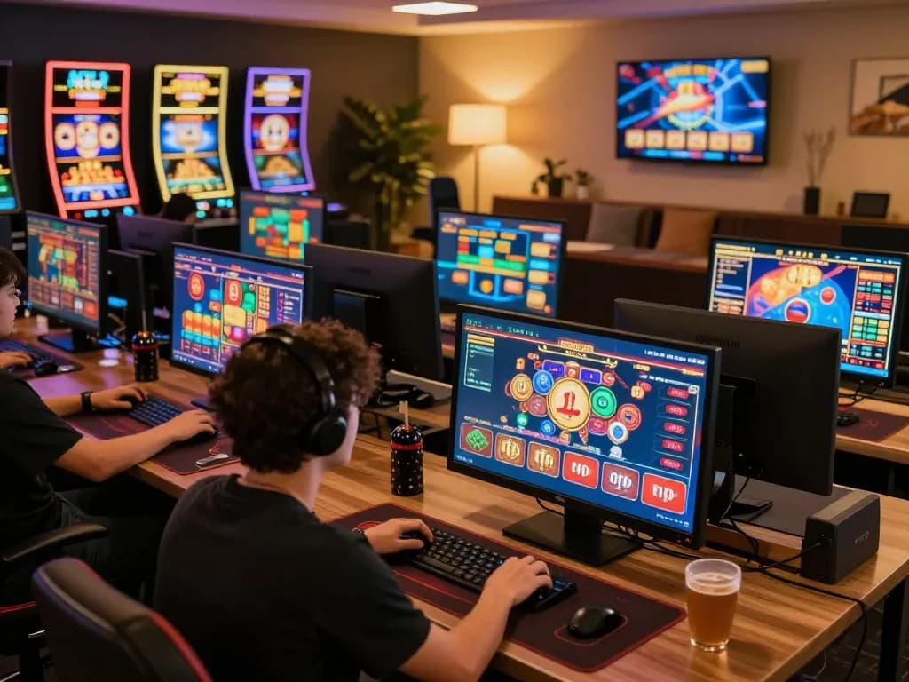 KDTOTO player immersed in online casino action with multiple gaming screens