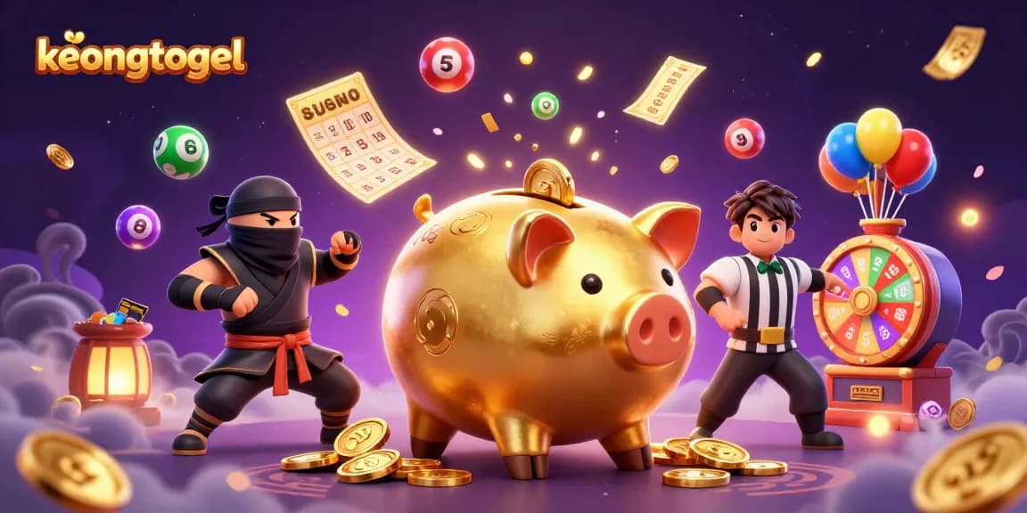 Experience excitement at keongtogel as vibrant lottery balls bounce in a lively casino scene.