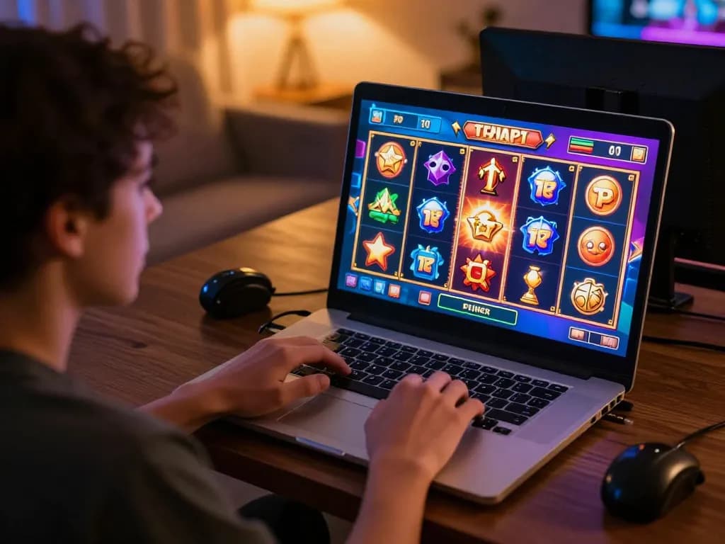 Bermain slot di laptop saat pemain menjelajahi opsi link slot dalam pengaturan rumah yang nyaman.