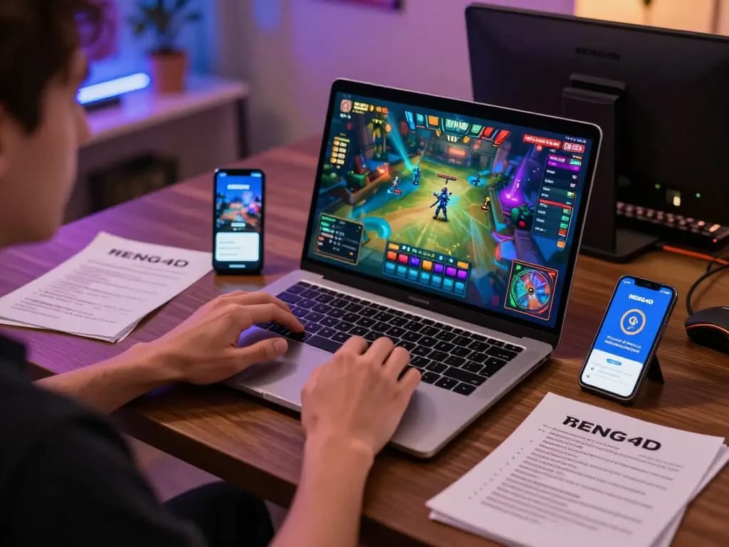Engaging in NENG4D online slot gaming through a laptop while analyzing bankroll strategies.