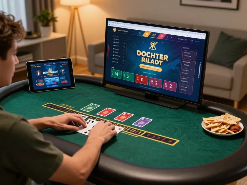 Engaging in online blackjack strategies with 789wincom in a cozy home environment.