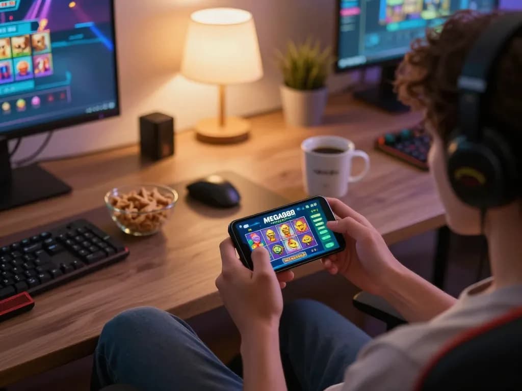 Enjoy exciting gameplay with the mega888 apk download for android mobile on a smartphone in a cozy setup.
