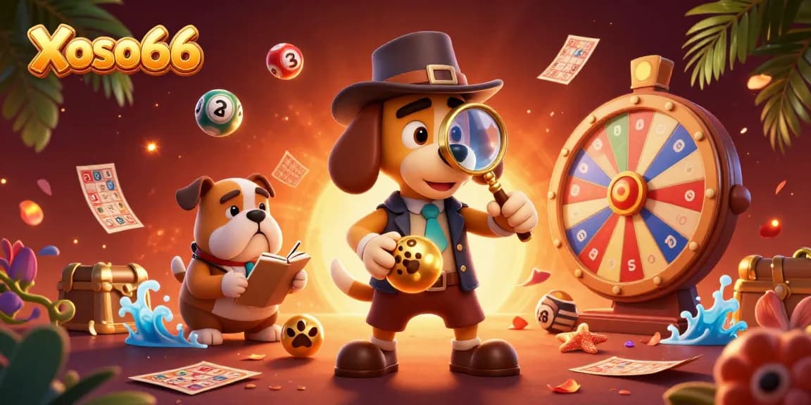 Xoso66 reveals exciting lottery adventures with dynamic cartoon characters investigating clues and prizes.