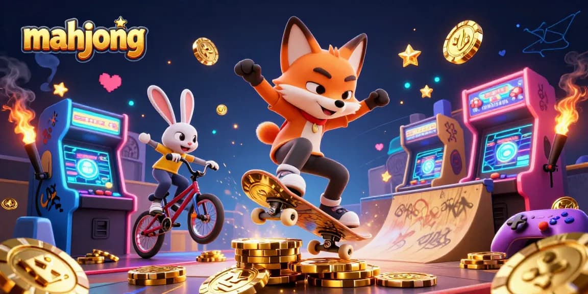 Experience thrilling mahjong action with cartoon characters in a vibrant casino scene.