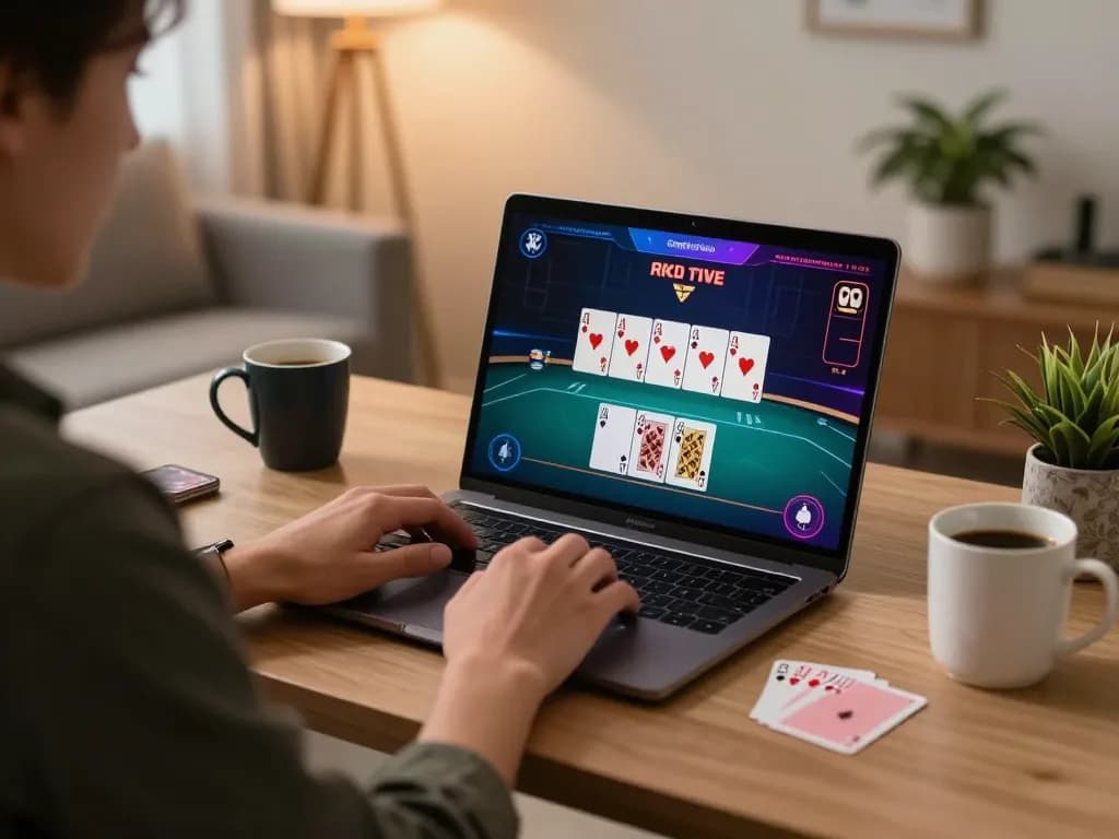 hb88 live dealer blackjack session showing winning hand on laptop screen