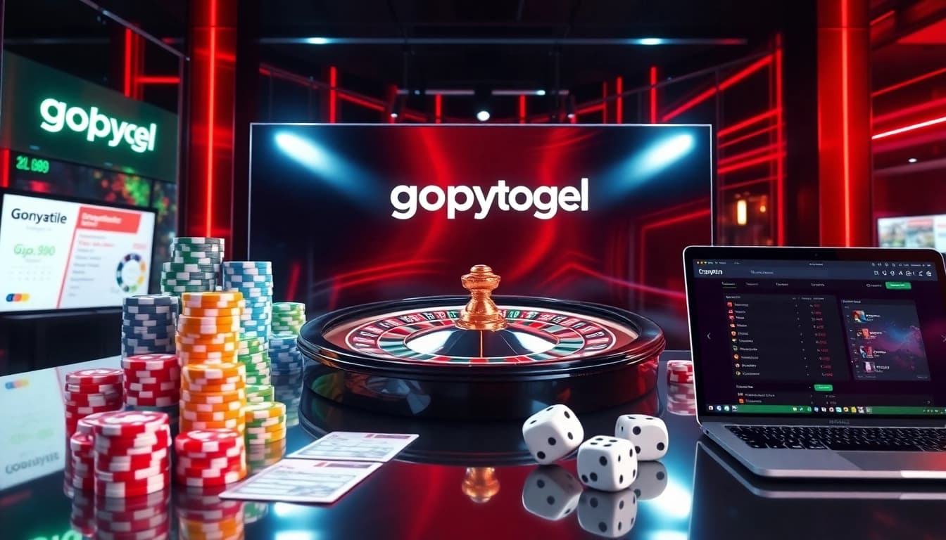 Exciting gopaytogel online betting scene with roulette and poker chips showcasing fast secure gambling transactions