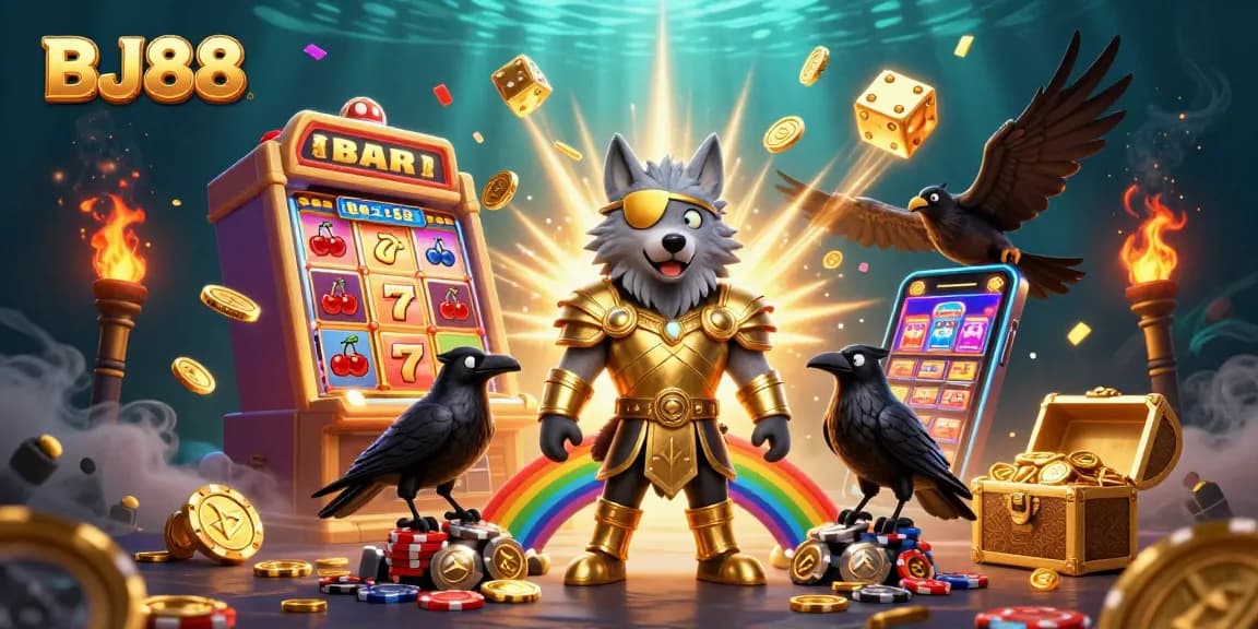 BJ88 players enjoy thrilling casino games amidst a vibrant 3D world full of excitement and jackpots.